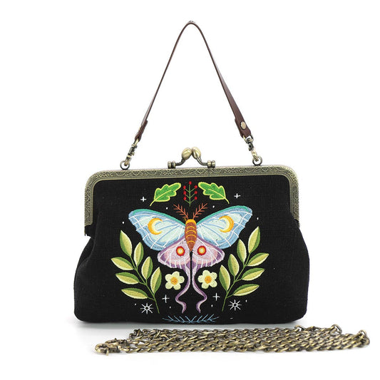 Butterfly Vintage Kisslock Handbag: Black Quirks!