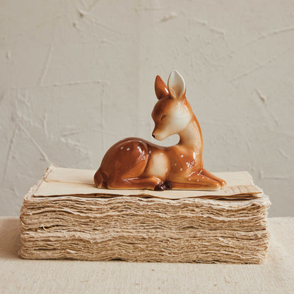 Sweet Ceramic Lying Fawn, Vintage-Inspired Quirks!