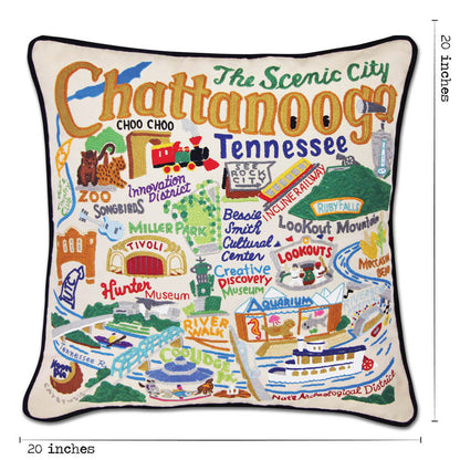 Chattanooga Hand-Embroidered Pillow by CatStudio