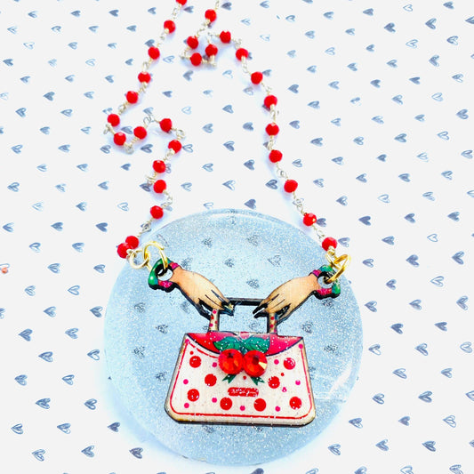 Cherry Retro Beaded Necklace by Rosie Rose Parker