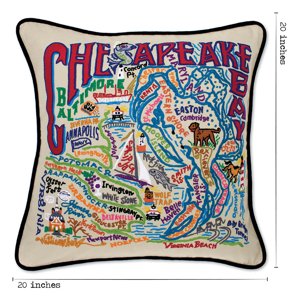 Chesapeake Bay Hand-Embroidered Pillow Quirks!