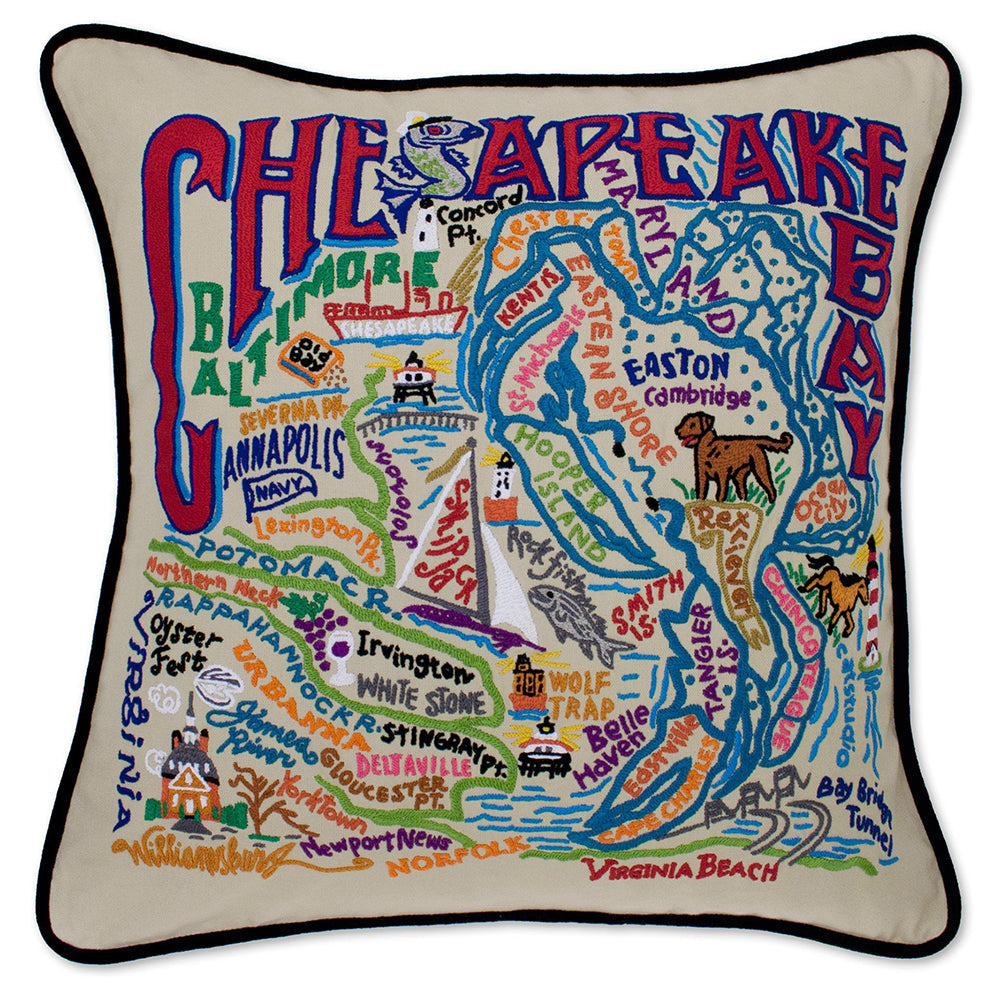 Chesapeake Bay Hand-Embroidered Pillow Quirks!