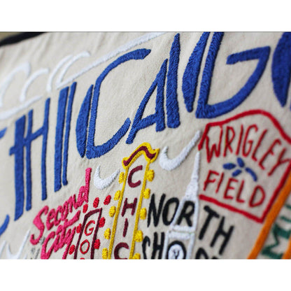 Chicago Hand-Embroidered Pillow by CatStudio Quirks!