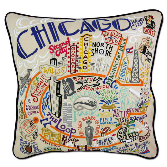 Chicago Hand-Embroidered Pillow by CatStudio Quirks!