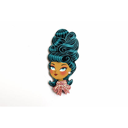 Christmas-Themed Brunette Hair Brooch with Earring Set by Laliblue