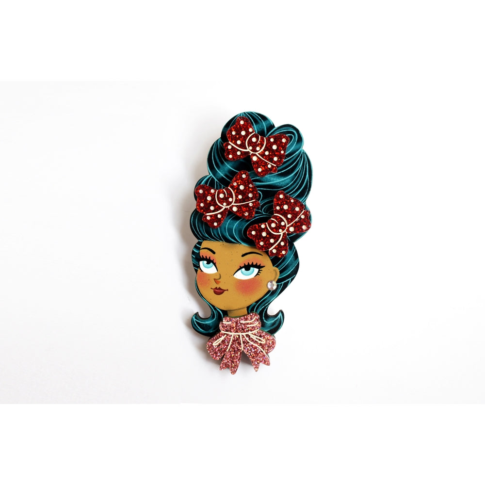 Christmas-Themed Brunette Hair Brooch with Earring Set by Laliblue
