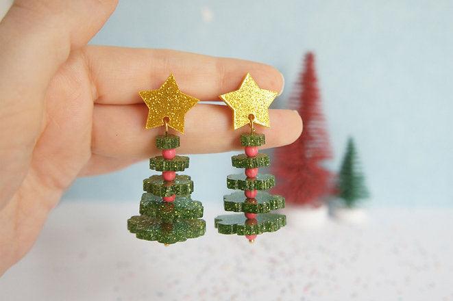Christmas Tree Earrings by Laliblue