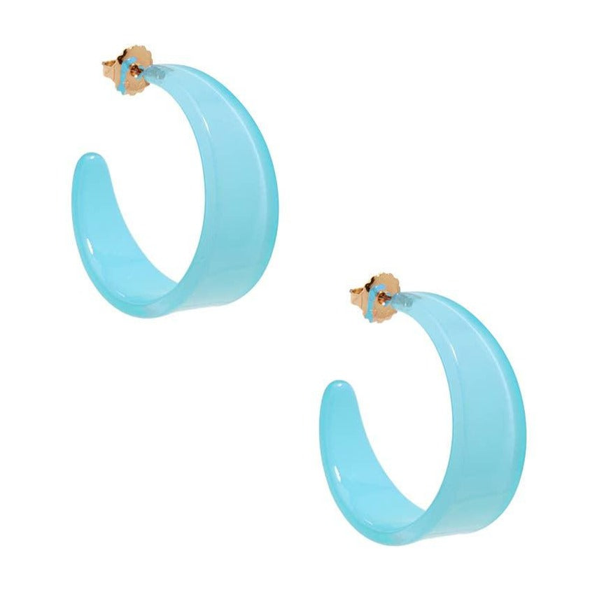Chunky Acrylic Resin Hoop Earrings-Bright Blue Quirks!