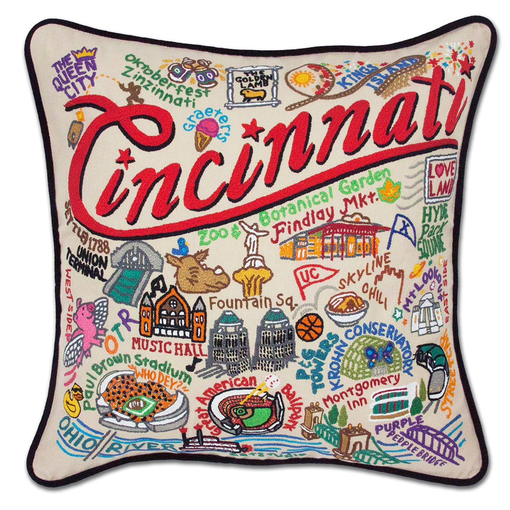 Cincinnati Hand-Embroidered Pillow Quirks!