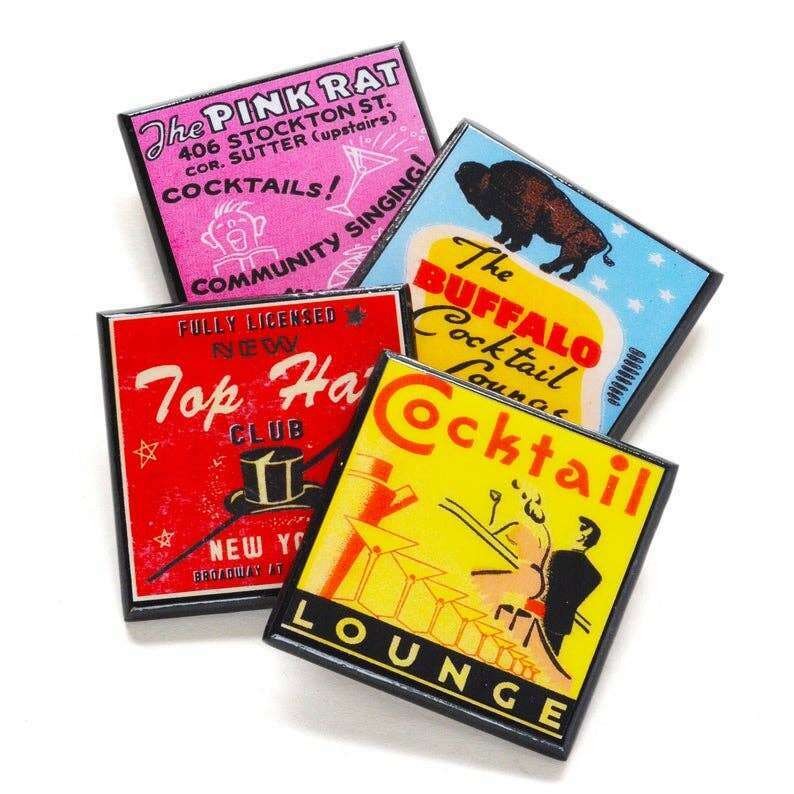 Classic Cocktail Lounge Drink Coaster Set
