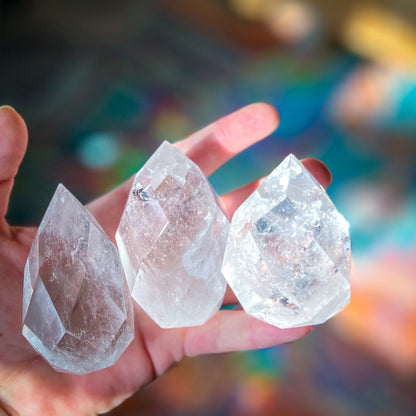 Clear Quartz Faceted Flames