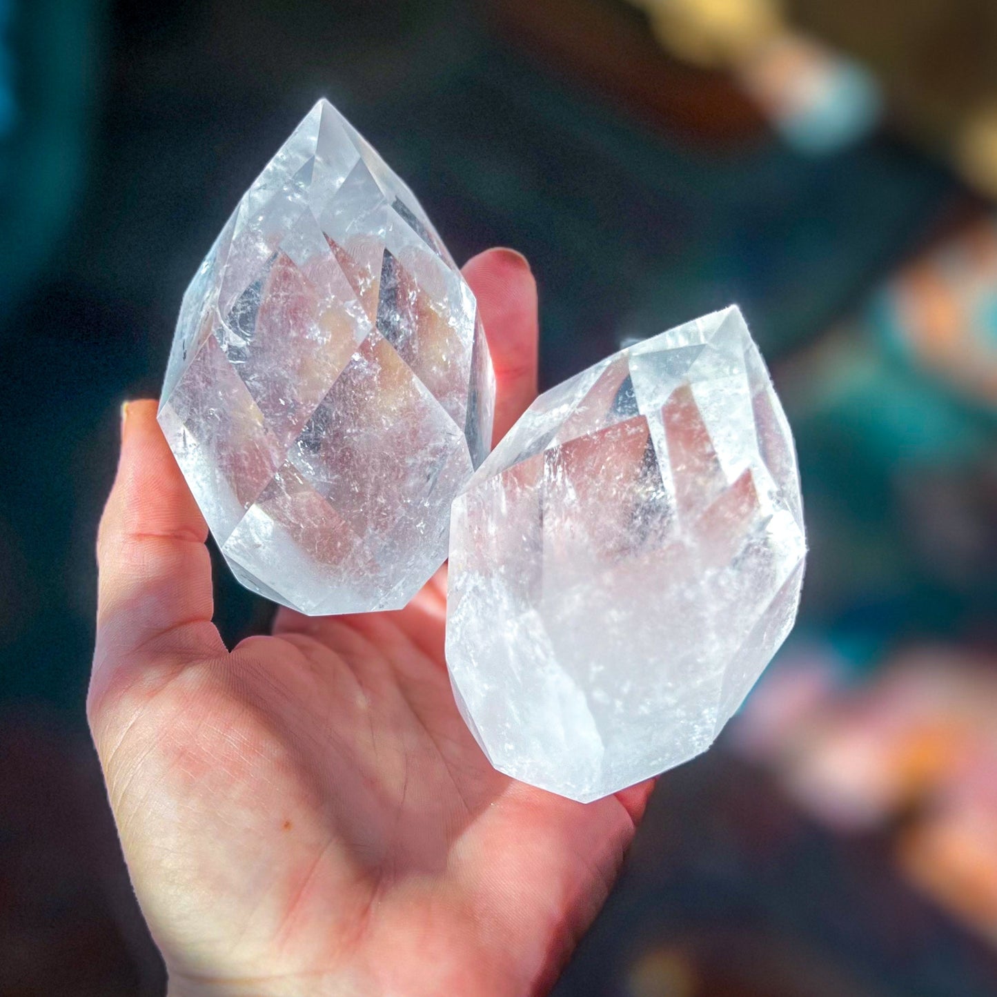 Clear Quartz Faceted Flames