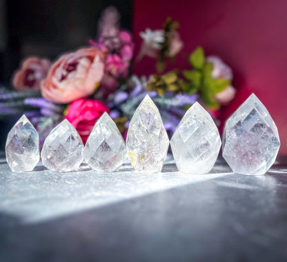 Clear Quartz Faceted Flames