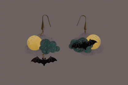 Cloud with Bats Halloween Earrings by Laliblue