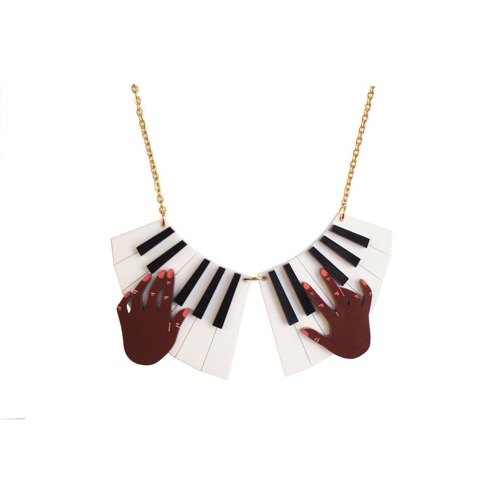 Piano Hands Acrylic Necklace by Laliblue