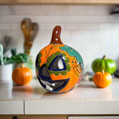 Talavera Jack-O'-Lantern | Colorful Mexican Pumpkin Decor