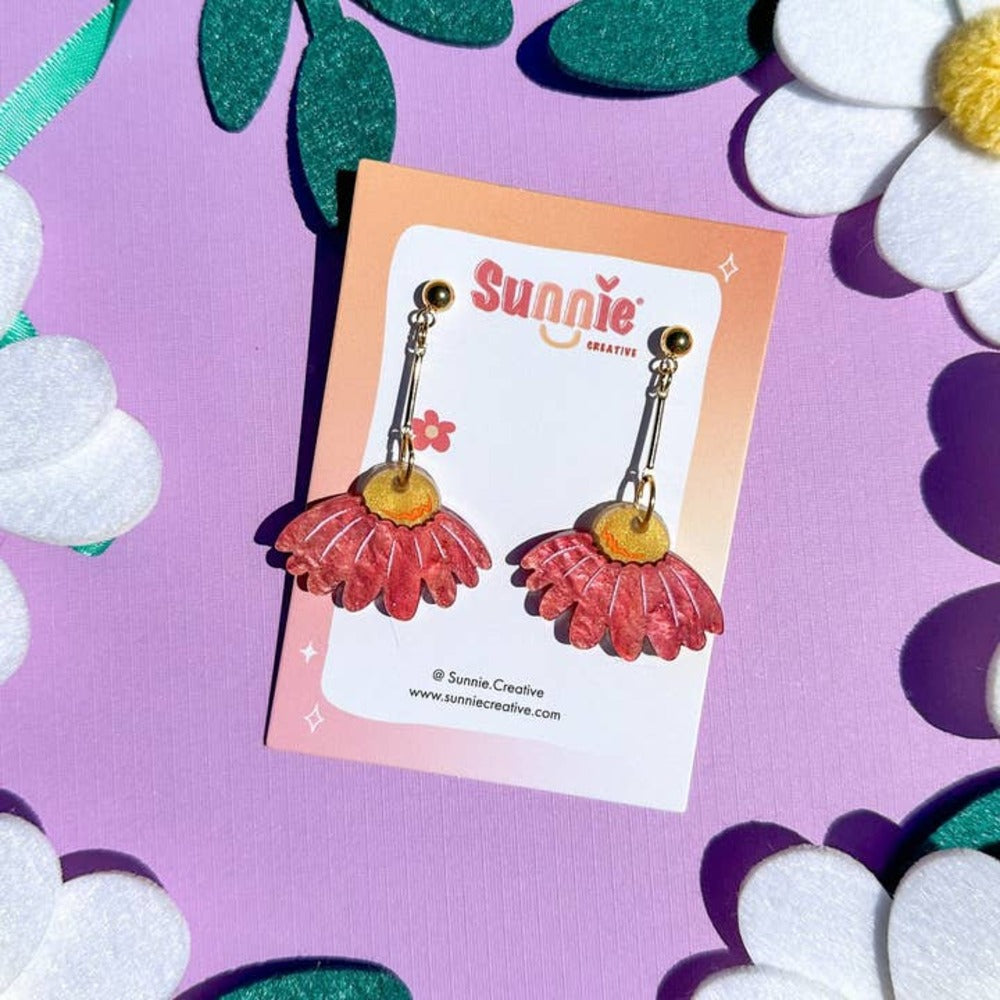 Coneflower Bloom Acrylic Earrings Quirks!