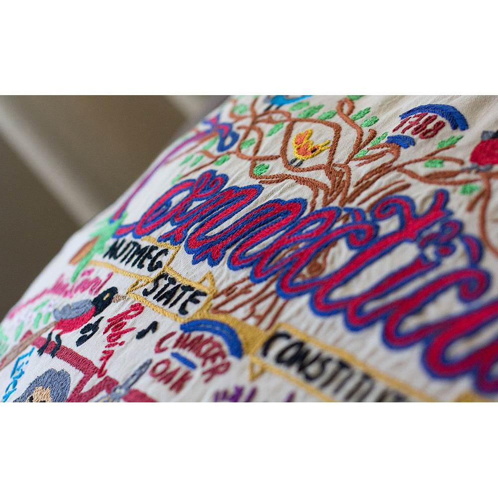 Connecticut Hand-Embroidered Pillow Quirks!