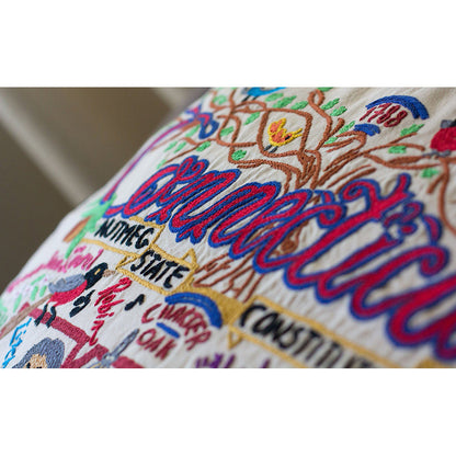 Connecticut Hand-Embroidered Pillow Quirks!