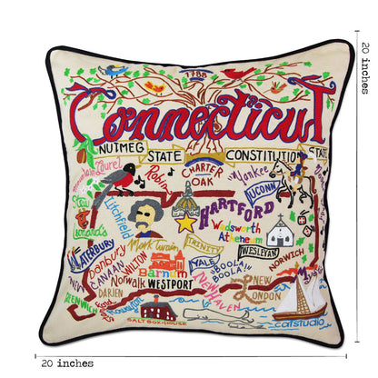 Connecticut Hand-Embroidered Pillow Quirks!