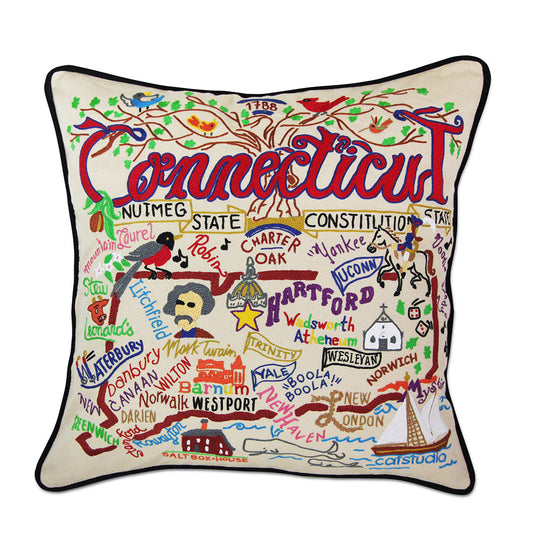 Connecticut Hand-Embroidered Pillow Quirks!