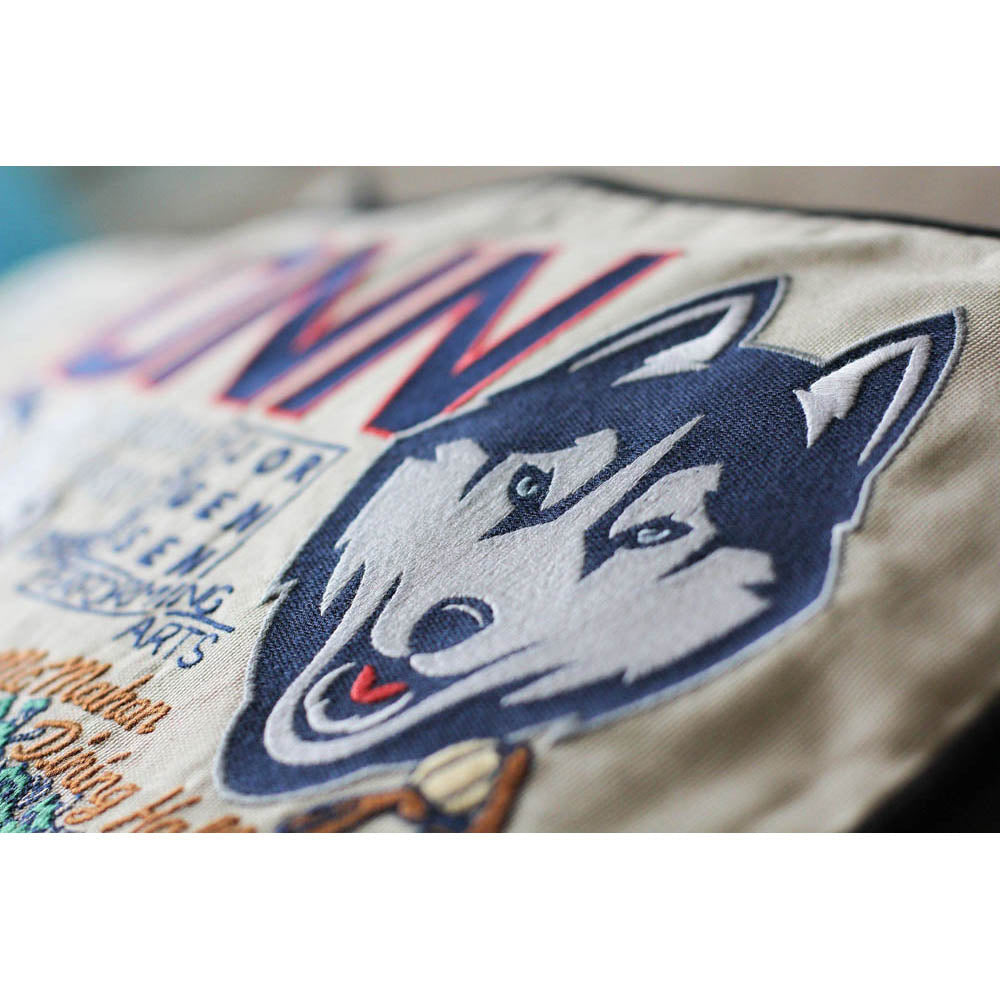 Connecticut, University of Collegiate Embroidered Pillow by CatStudio Quirks!