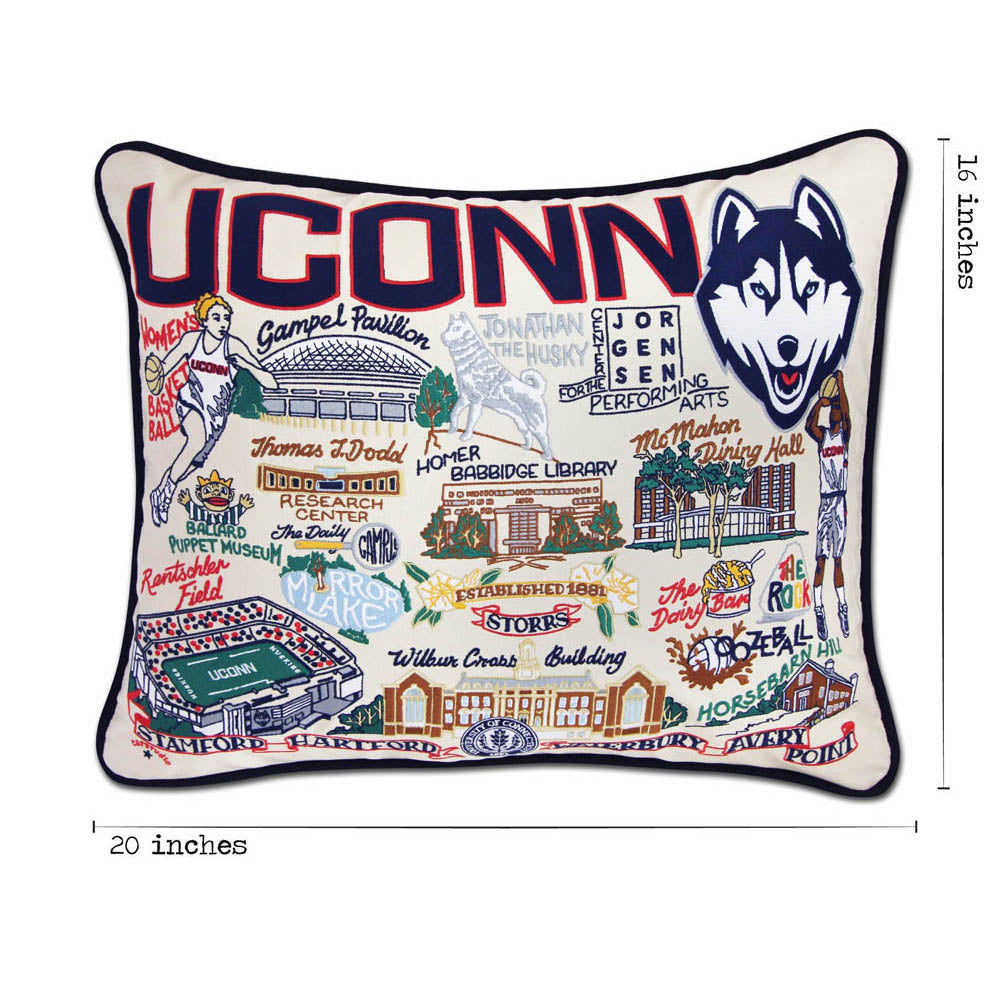 Connecticut, University of Collegiate Embroidered Pillow by CatStudio Quirks!