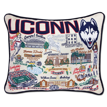 Connecticut, University of Collegiate Embroidered Pillow by CatStudio Quirks!