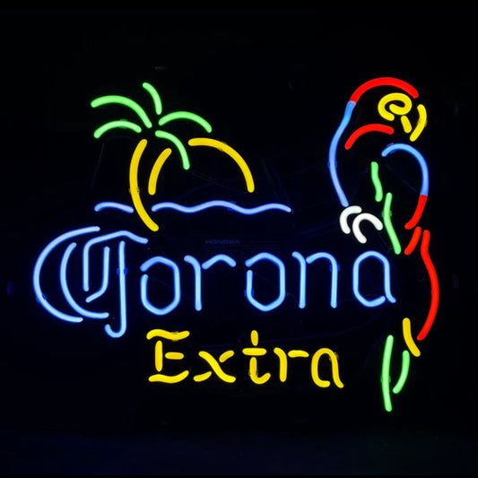 Palm Tree Parrot Corona Extra in Yellow Neon Sign Light Neon Signs Land