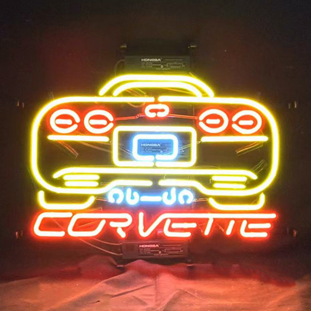 Yellow Corvette Auto Car Neon Signs Light Neon Signs Land