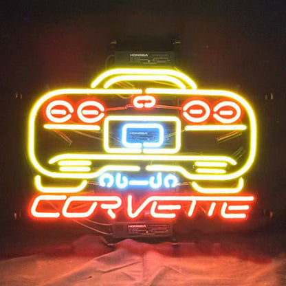 Yellow Corvette Auto Car Neon Signs Light Neon Signs Land