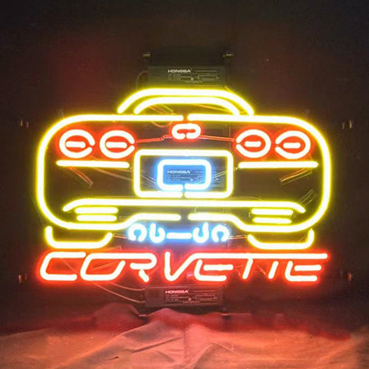 Yellow Corvette Auto Car Neon Signs Light Neon Signs Land