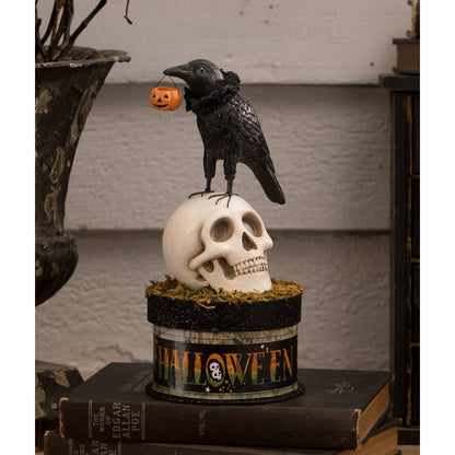 Crow and Skull on Box by Bethany Lowe Designs Quirks!