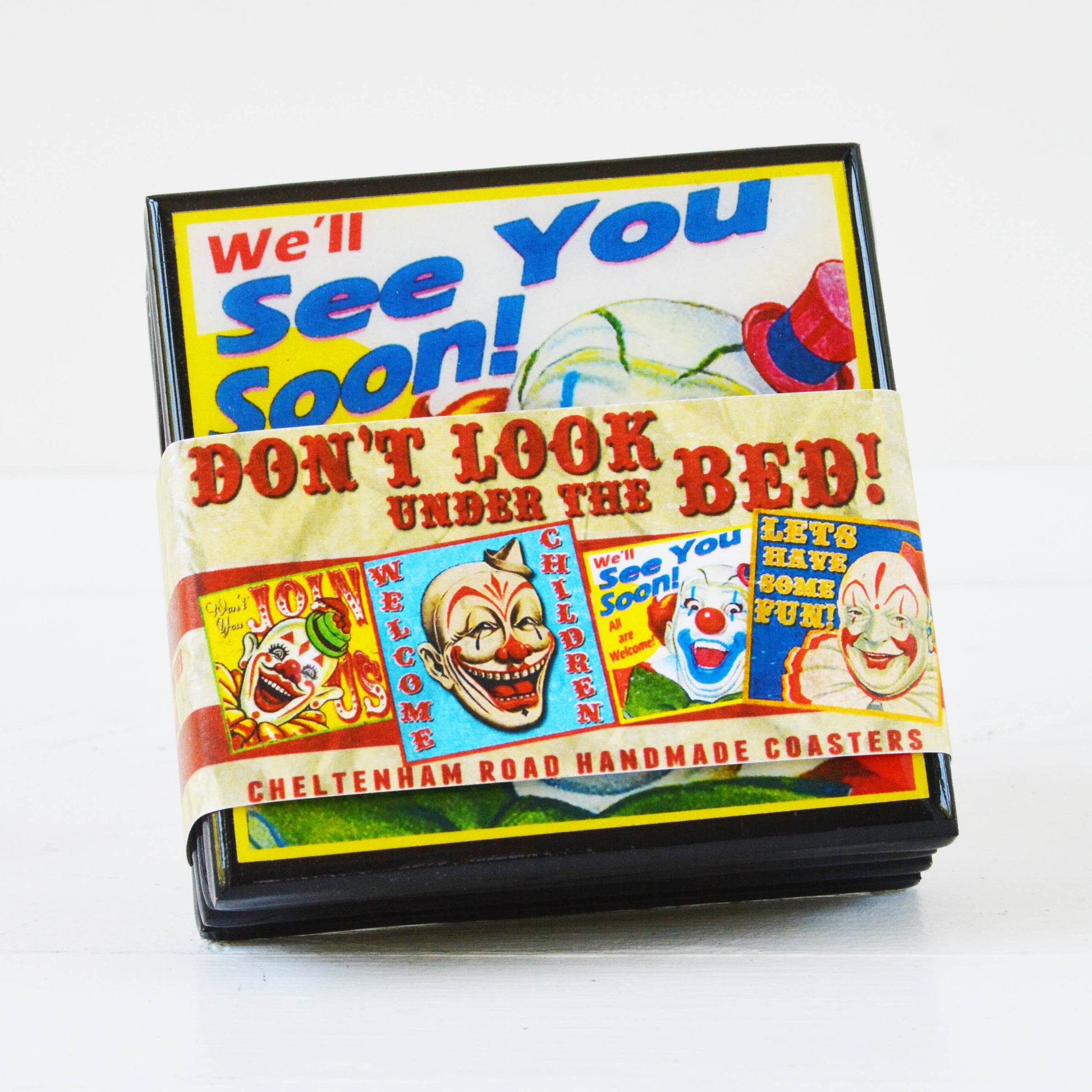 Creepy Clown Halloween Drink Coaster Set Quirks!