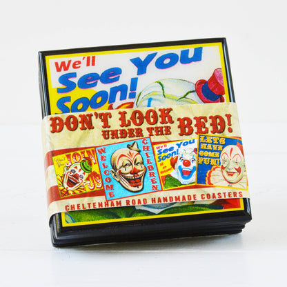 Creepy Clown Halloween Drink Coaster Set Quirks!