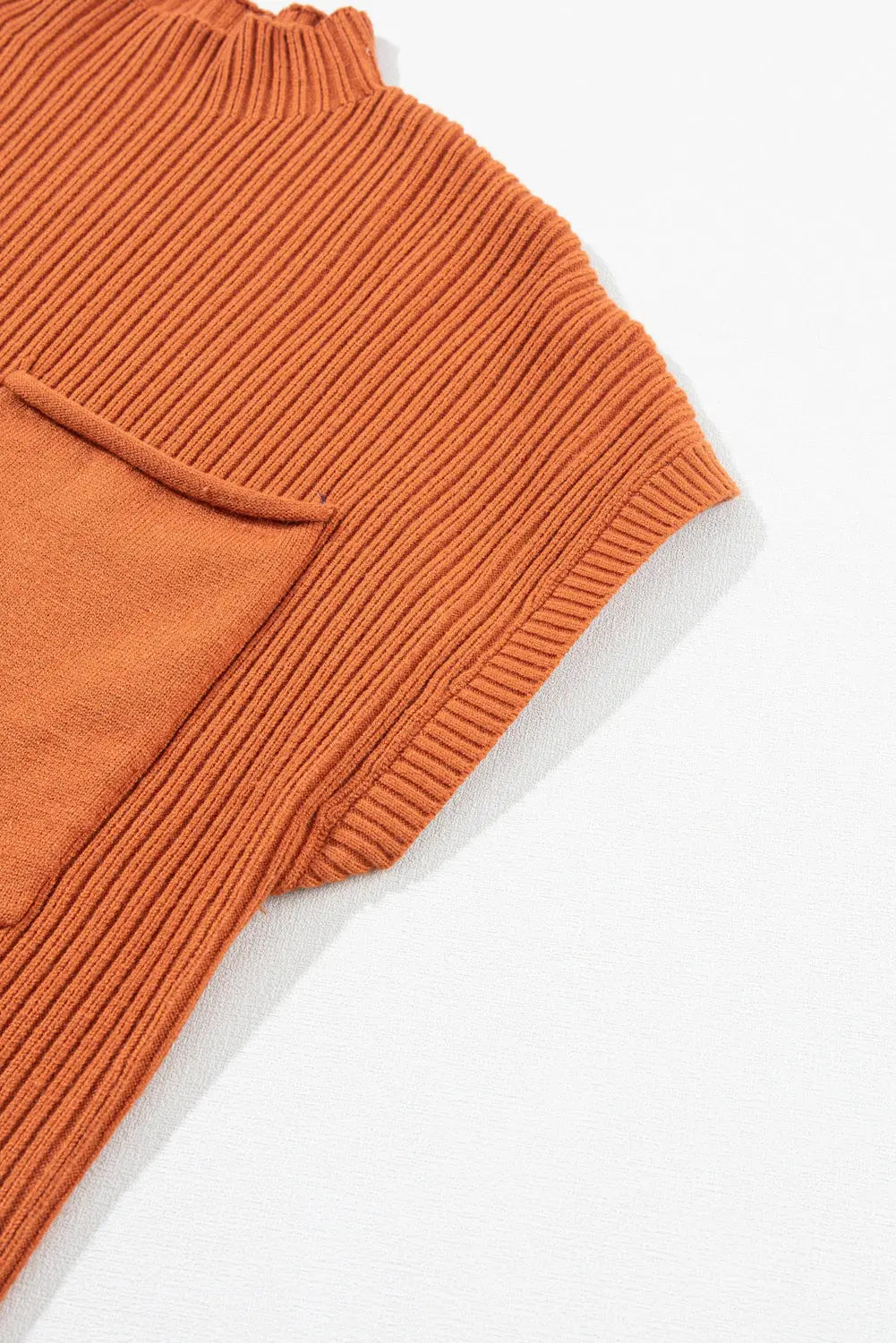Gold Flame Patch Pocket Ribbed Knit Short Sleeve Sweater Shewin