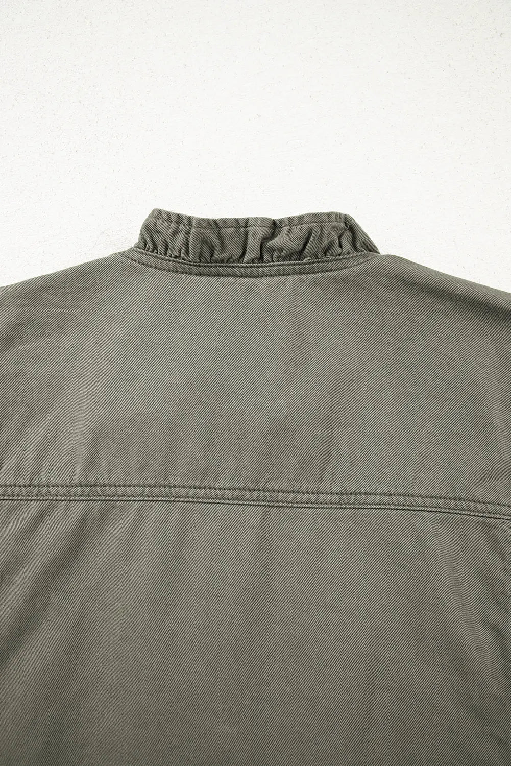 Green Bay Ruffle Plain Denim Jacket Vest Shewin