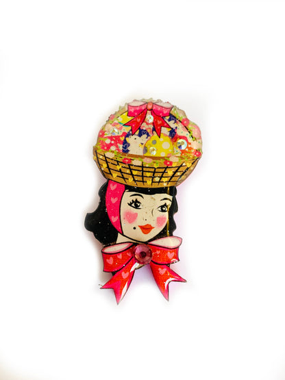 Harriet and her Easter Bonnet Brooch