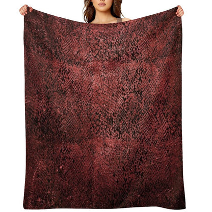 Red Snake Skin Pattern Throw Blanket