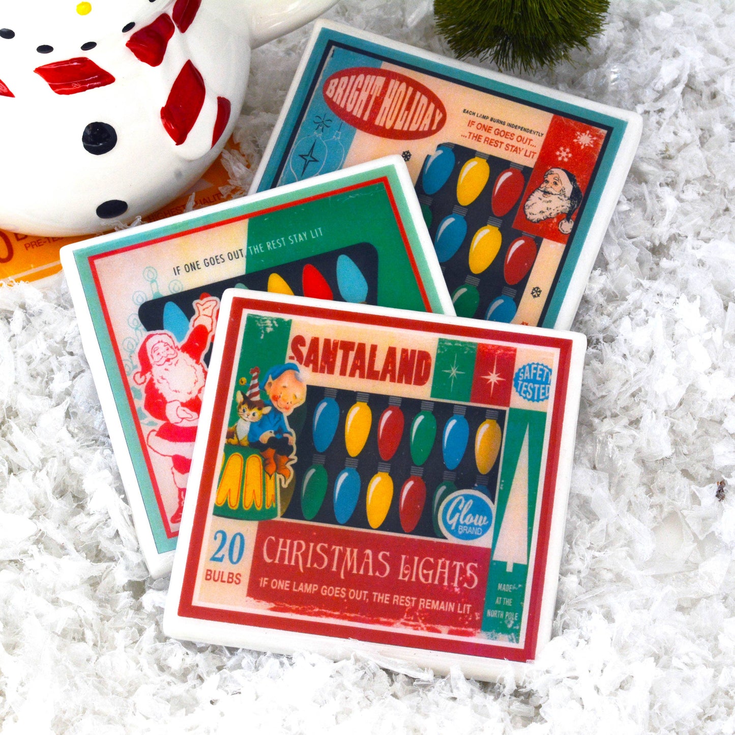 Christmas Lights  Vintage Christmas Coaster Set Quirks!