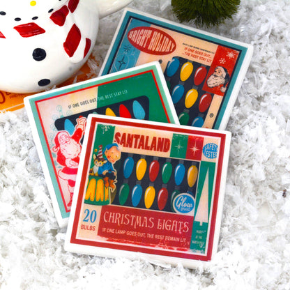 Christmas Lights  Vintage Christmas Coaster Set Quirks!