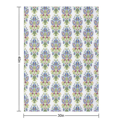 Hungarian Folk Design Violet Throw Blanket