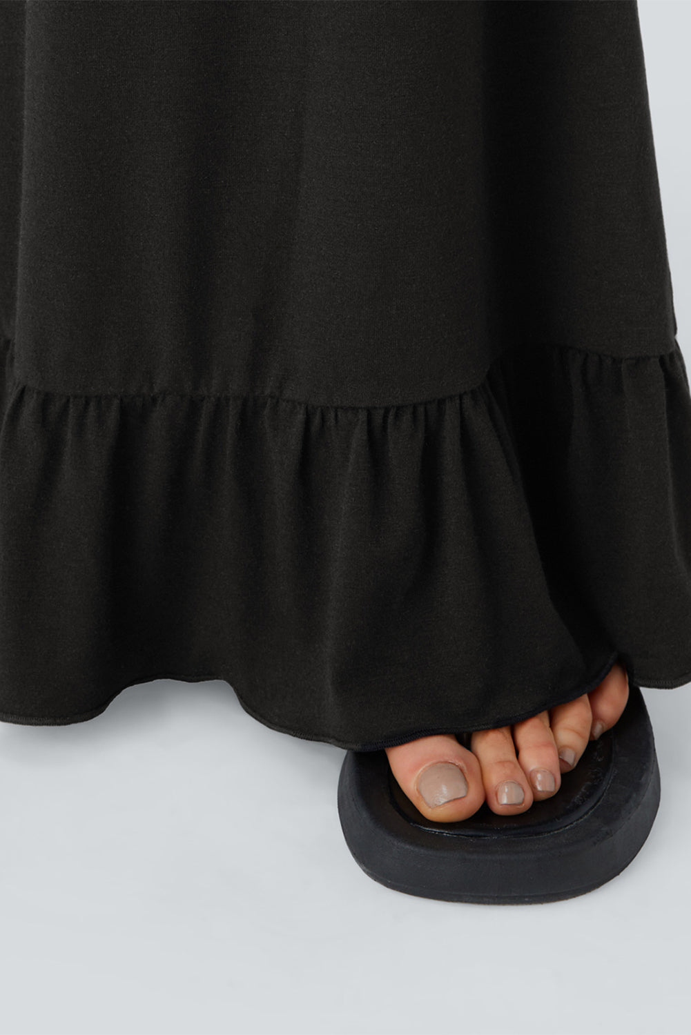 Dune Solid Color Ruffle Hem Wide Leg Pants Shewin