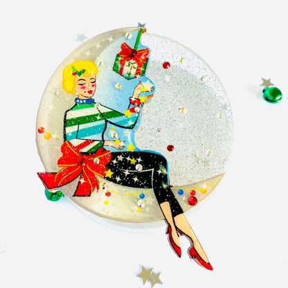 Moon Girl Christmas Brooch by Rosie Rose Parker Quirks!