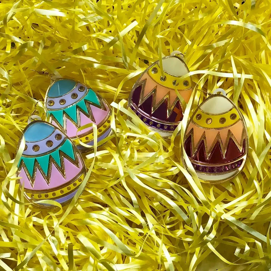 Colorful Easter Egg Acrylic Earrings -  Pink, Blue, Teal Quirks!