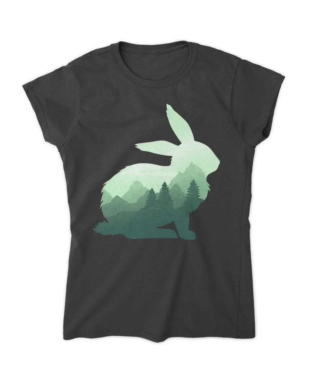 Rabbit Bunny Hare Double Exposure Surreal Wildlife Animal T-Shirt Women's Soft Style Fitted T-Shirt Creative Freedom Collective