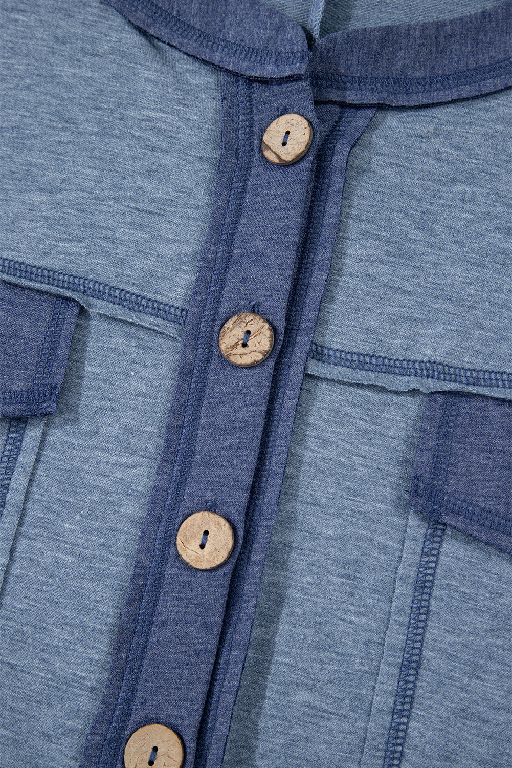 Beau Blue Patchwork Pocket Short Sleeve Jumpsuit Shewin