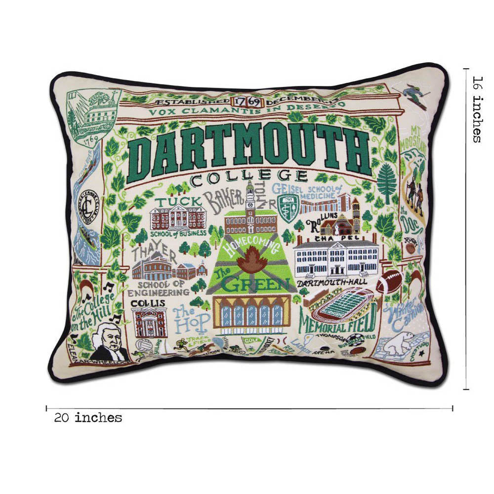 Dartmouth College Collegiate Embroidered Pillow by CatStudio Quirks!