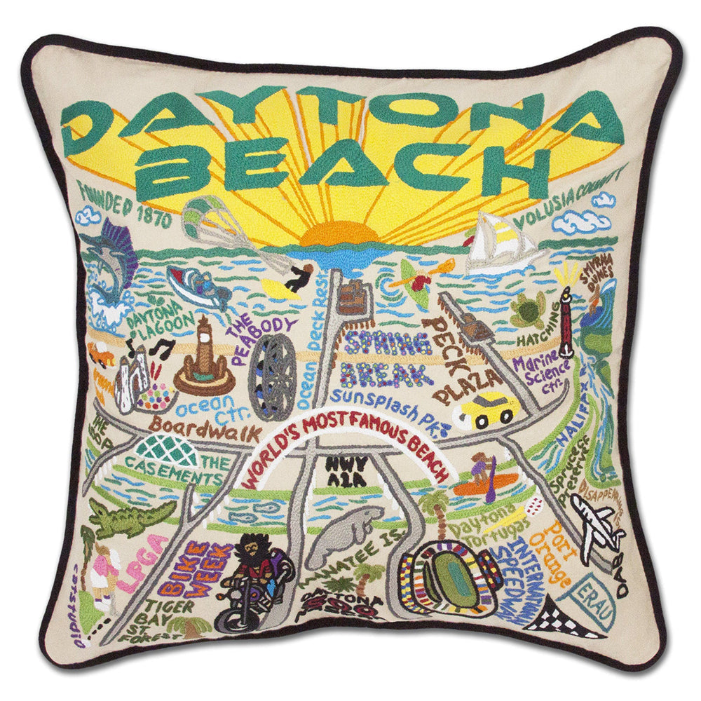Daytona Beach Hand-Embroidered Pillow Quirks!