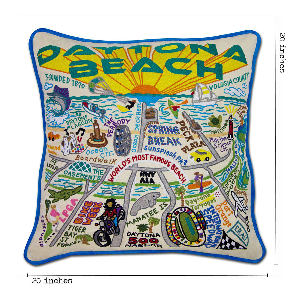 Daytona Beach Hand-Embroidered Pillow Quirks!